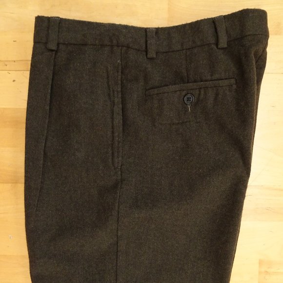 VINTAGE EDDIE BAUER MENS AKA WOOL DRESS PANTS SIZE 33W Dark Brown - Picture 7 of 9